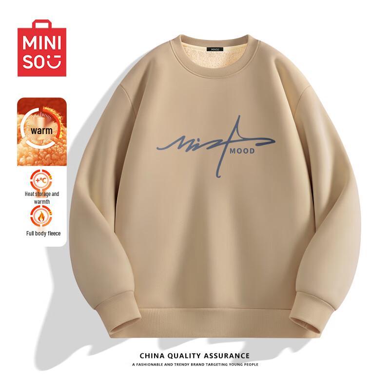 

Мужской флисовый свитшот MINISO с круглым вырезом и принтом букв L