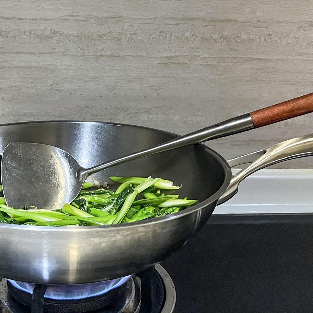 Boundless Voyage Titanium and Wok Spatula with Wooden for and Camping Use Spatula, Ladle, Handle, One-Piece, Rust-Resistant, Lightweight, Home,