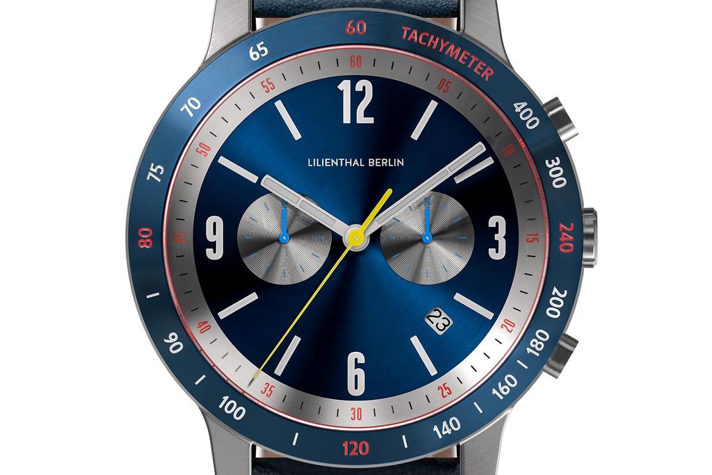 Lilianthal Berlin Chronograph Watch with Date Made in Blue Men's Display, Germany, C02-007-B003EB,