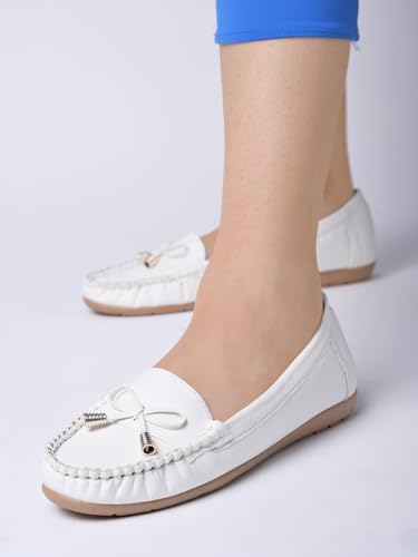 Shoetopia Girls Comfort White Ballet Flat - 5 Uk (Girls-Comfort-White) 5 UK