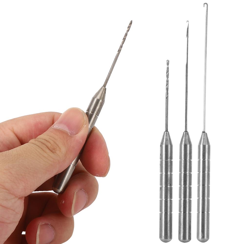 3pcs Stainless Steel Fishing Bait Stringer Drill Needle Portable AntiRust Fishing Tool