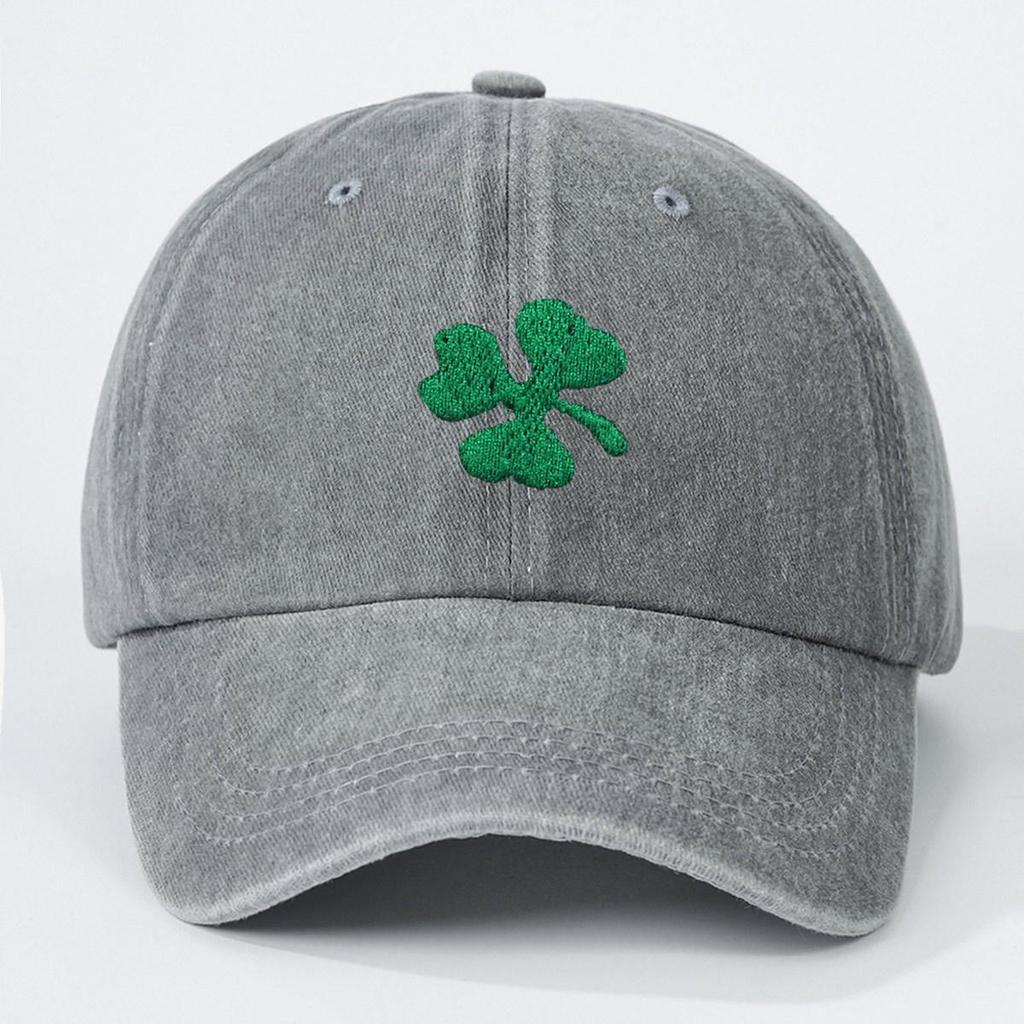 Spring/Summer Korean Style Clover Embroidery Baseball Cap - Sun Protection Duckbill Hat with Wide Brim