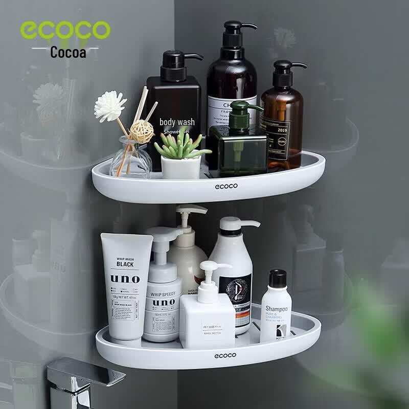 ecoco No-Drill Triangular Bathroom Corner Shelf чёрный