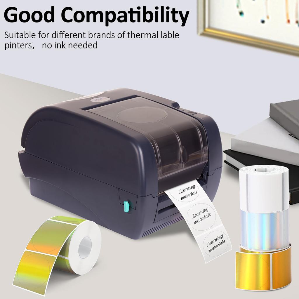 2 Inch Circle Thermal Sticker Labels Laser/Transparent Self Adhesive Round Direct Thermal Labels