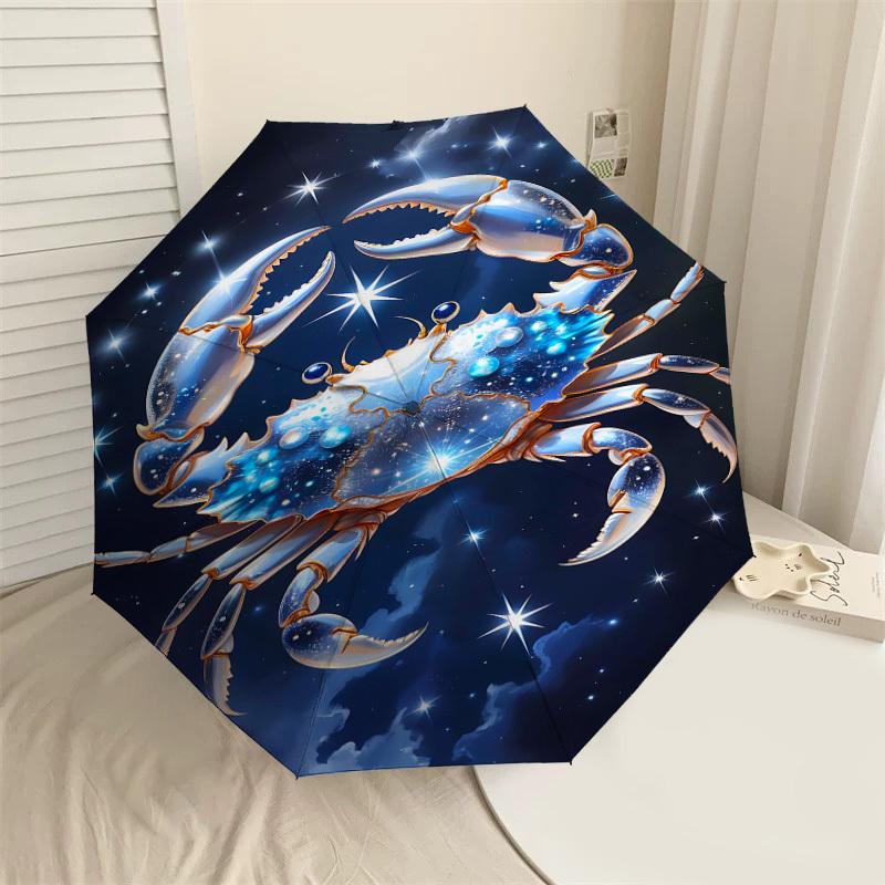 

1PC crab zodiac Automatic Open/Close Umbrella Compact Folding Umbrella with 8-Rib Shaft lightweight esign, Highquality Fabric1142A