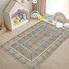 Classic 2D Greek Key Border Area Rug for Playroom Bedroom Living Room Non Slip Washable Floor Mat Home Decorative Soft Carpet