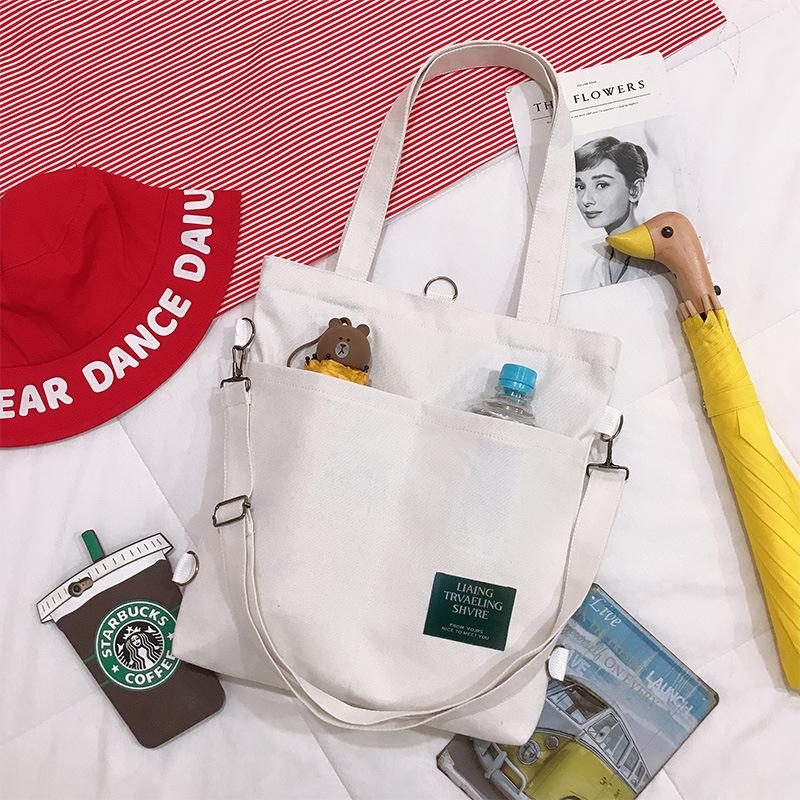 Ins Multi-purpose Women's Korean Version Shoulder Canvas Bag, Fashion and Art Messenger Tote Bag, Backpack, Make-up Lesson Canvas Bag