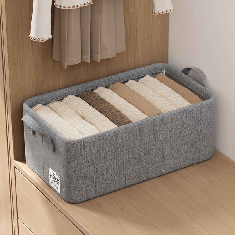 Foldable Ion Steel Frame Fabric Organizer: Large Capacity Storage Box for Clothes and Books.
