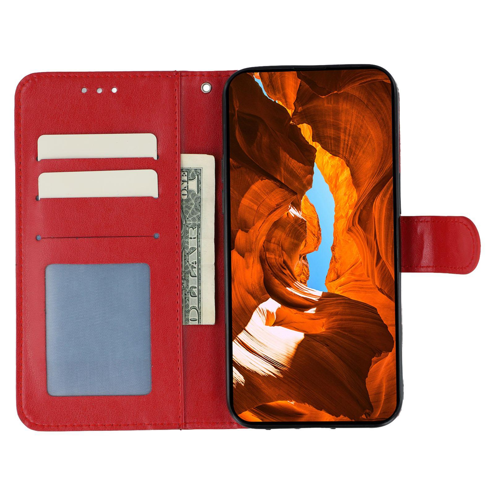 

For vivo V50 Lite 4G/5G Case PU Leather Flip Wallet Phone Cover with Strap Red