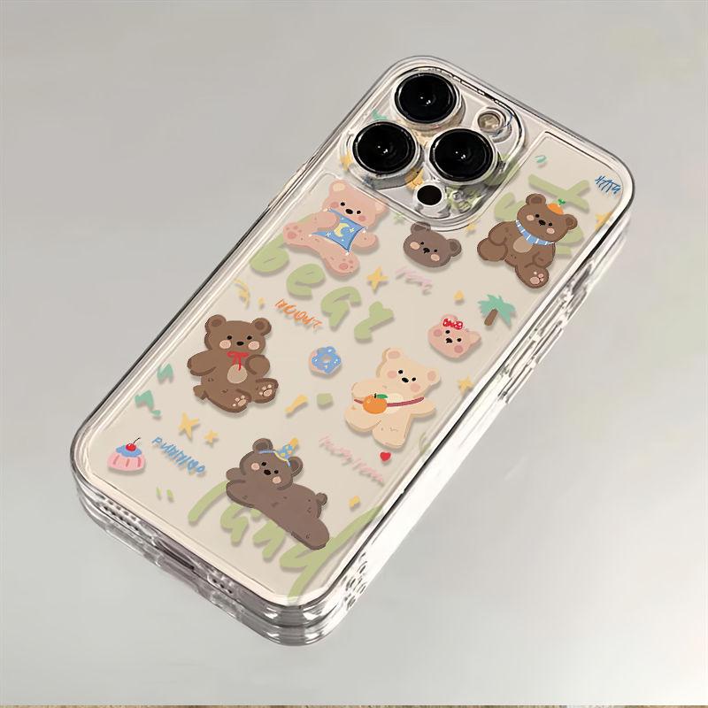 Animal Little Bear Collection for iPhone 17 Pro Max - Transparent Cartoon Case, Cute and New for Models 14, 15, 16, XS, 13 Pro.