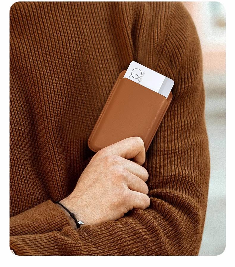 Magnetic Folding Stand & Card Holder for iPhone 17, 16, 15 with MagSafe-Compatible Leather Design