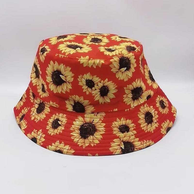 Sommer-Gänseblümchen Eimerhut Damen Mode Baumwolle Strand Sonnenhüte Wende Bob chapeau Femme Blumenhut Fischerhut