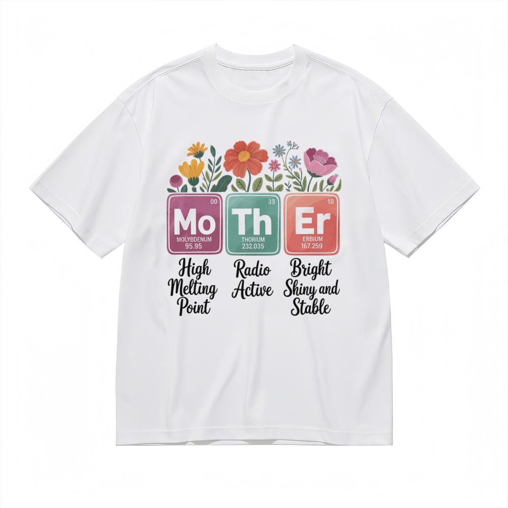 

Women s Creative Breathable Classic T-Shirt Periodic Table Mother Floral Tee 2XL