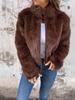 European & American Women's Fur High Neck Zipper Casual Top Coat - 2024 Autumn/Winter Collection
