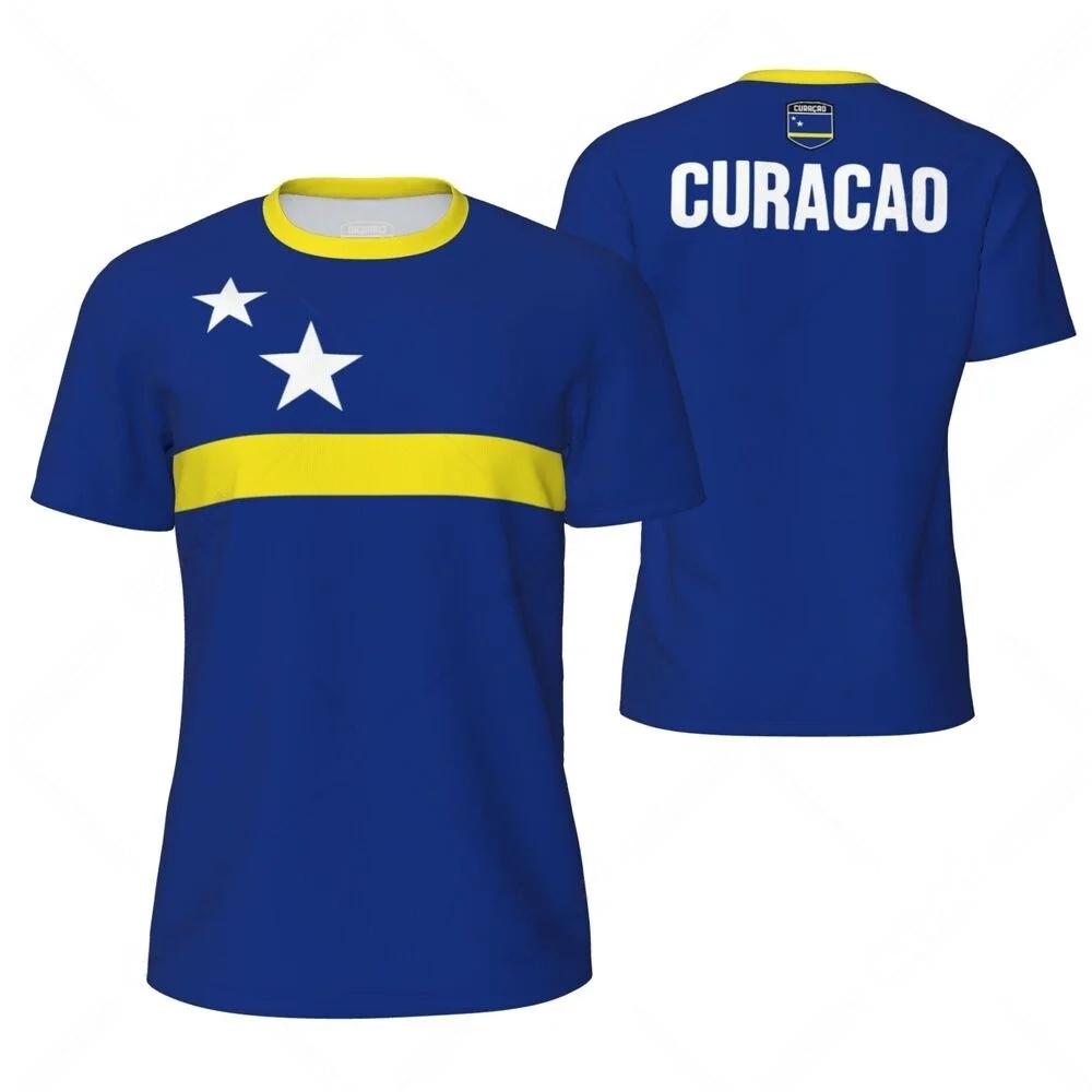 CURACAO Stampa 3D Sportiva Asciugatura Rapida Traspirante Maglietta da Uomo Maglia da Calcio da Esterno Squadra Club Genitore-Figlio Manica Corta Abbigliamento Top