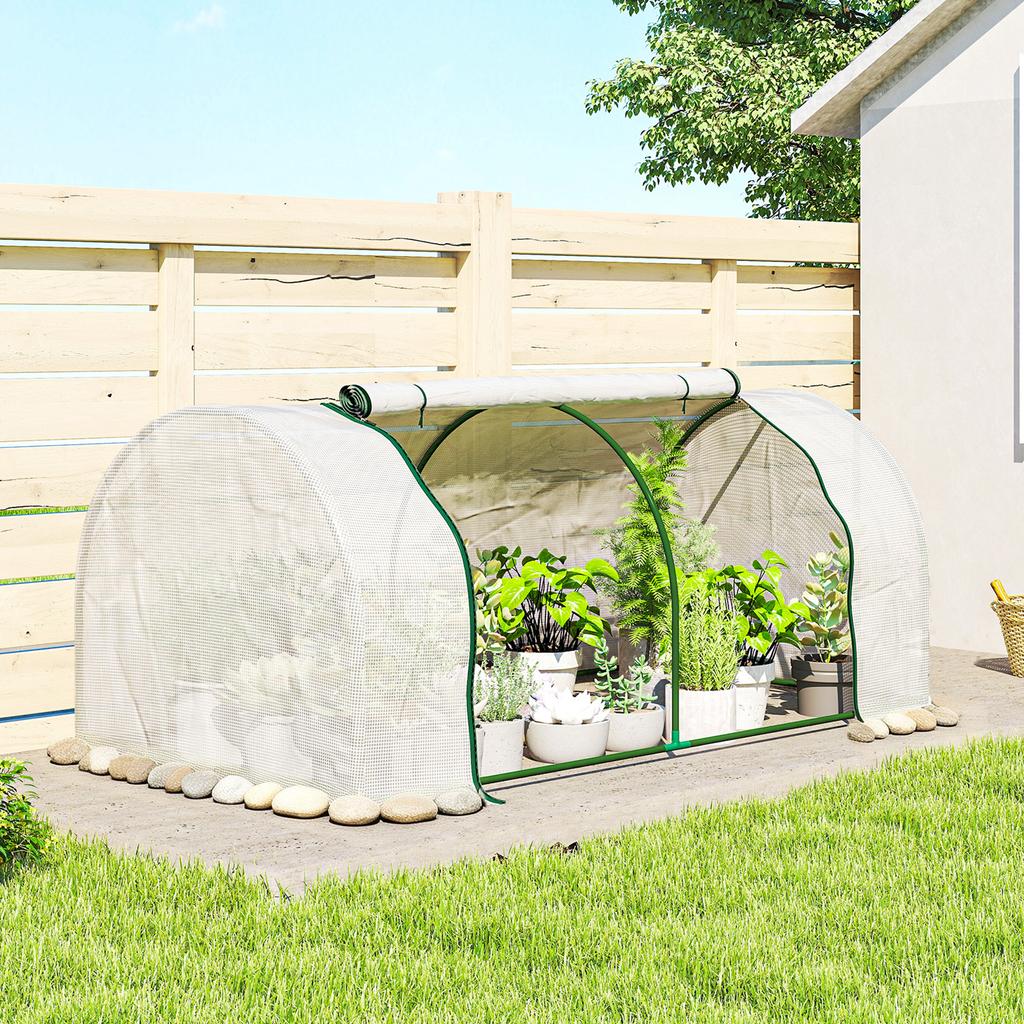 Greenhouse with PE Mesh Film, Winter-Proof Film Greenhouse Made of Steel, Hothouse, 200 x 100 x 80 cm, White