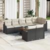 VidaXL 9-Piece Garden Sofa Set with Cushions Black Poly Rattan Acacia 3356136