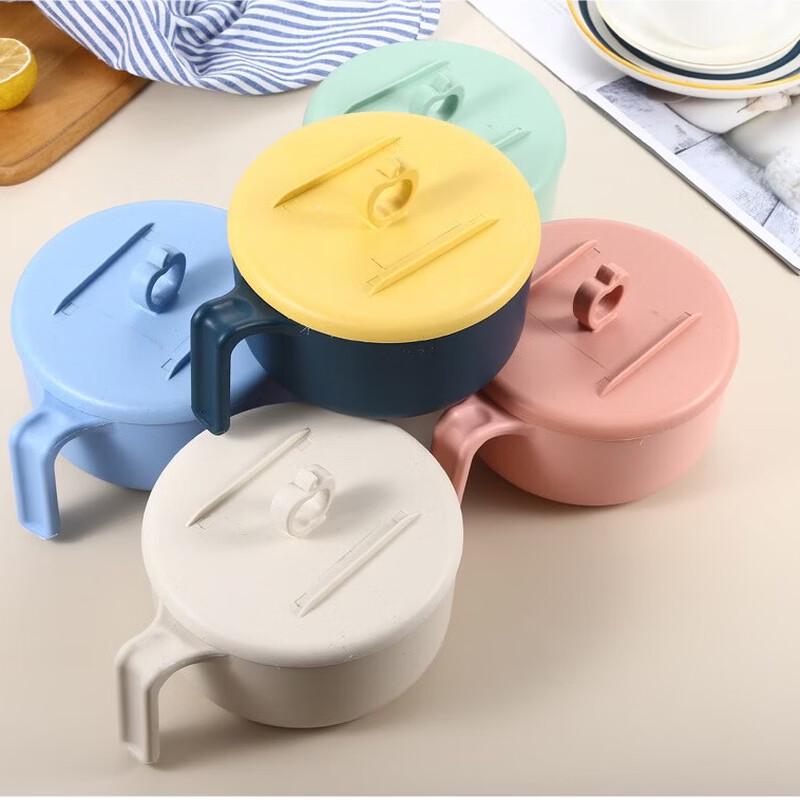 ZISIZ Wheat Straw Instant Noodle Bowl Set (Pack of 4) with Cutlery