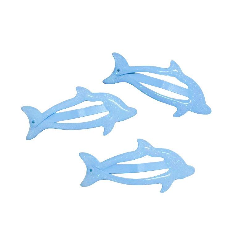 4PCS Blue Little Dolphin Cute Baby Hairpin Summer Beach Sea Daughter Y2k Hot Girl Children Bangs Hairpin