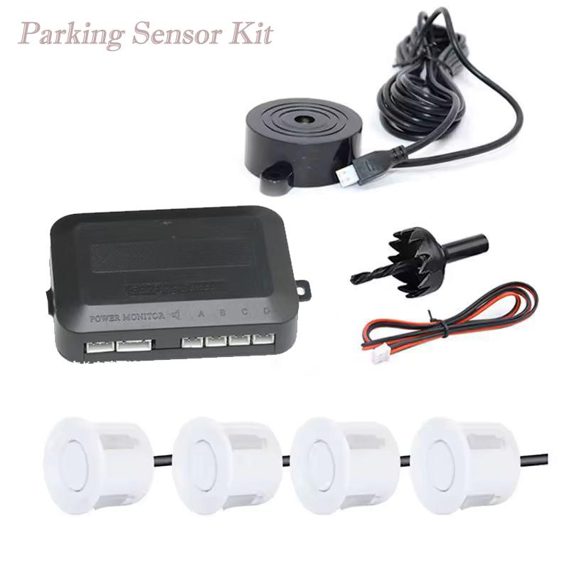 Car Reverse Radar Kit with 4 Parking Sensors Vehicle Backup Alarm System Sensor Detection for Vehicle Parking Assistance