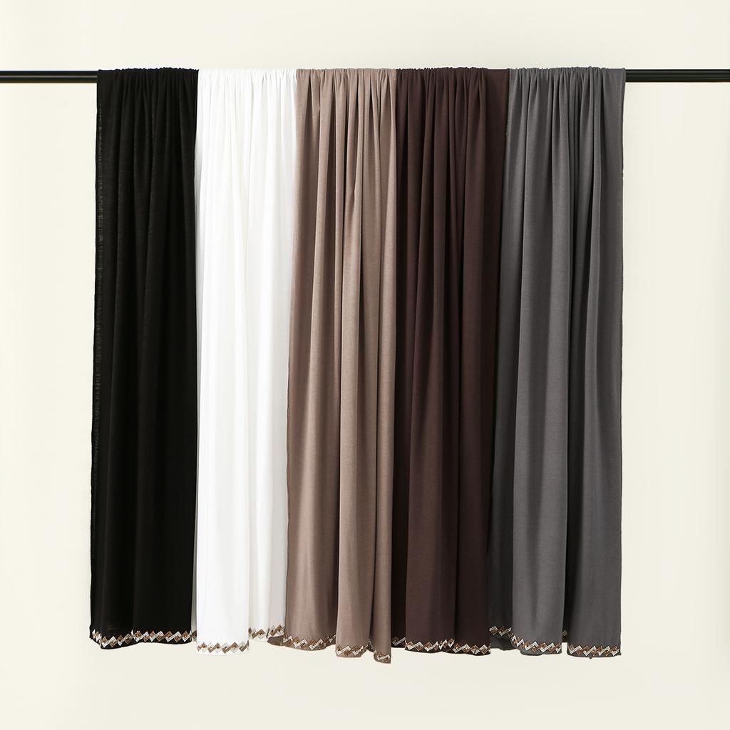 Ramadan Rhinestone Modal Cotton Jersey Hijabs For Woman Long Muslim Scarf Shawl Plain Soft Turban For Women Islamic Clothing