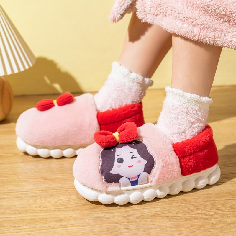 

Children wear princess bow cotton slippers at home, cute children s cotton shoes are non-slip and step on shit to keep warm 28-29 [normal size] розовый
