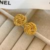 Salt Island Qionghua Series Single Flower Stud Earrings Versatile Simple Temperament Light Luxury Gold-Plated Earrings