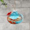 Blown Glass Hummingbird Feeder, Outdoor Hanging Colorful Nectar Feeder with Two Flower Feeding Ports for Garden Backyard Decor Sale Goods