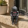 Black Silver Red Decoration Retro Knight Armor Resin Statue, Medieval Guard Figurine for Desk Shelf, Shelf Edge Statue Dark Fantasy Home Decor Office,