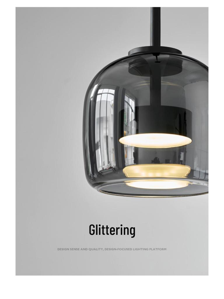 Nordic Postmodern Minimalist Glass Chandelier - Grey Designer Light for Restaurant, Bar, or Bedroom