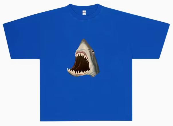Shark Newmodel Personality Clothes Oversized Unisex Tshirt Fashion Hip Hop Street Trendy Cotton Comfortable High Quality Soft