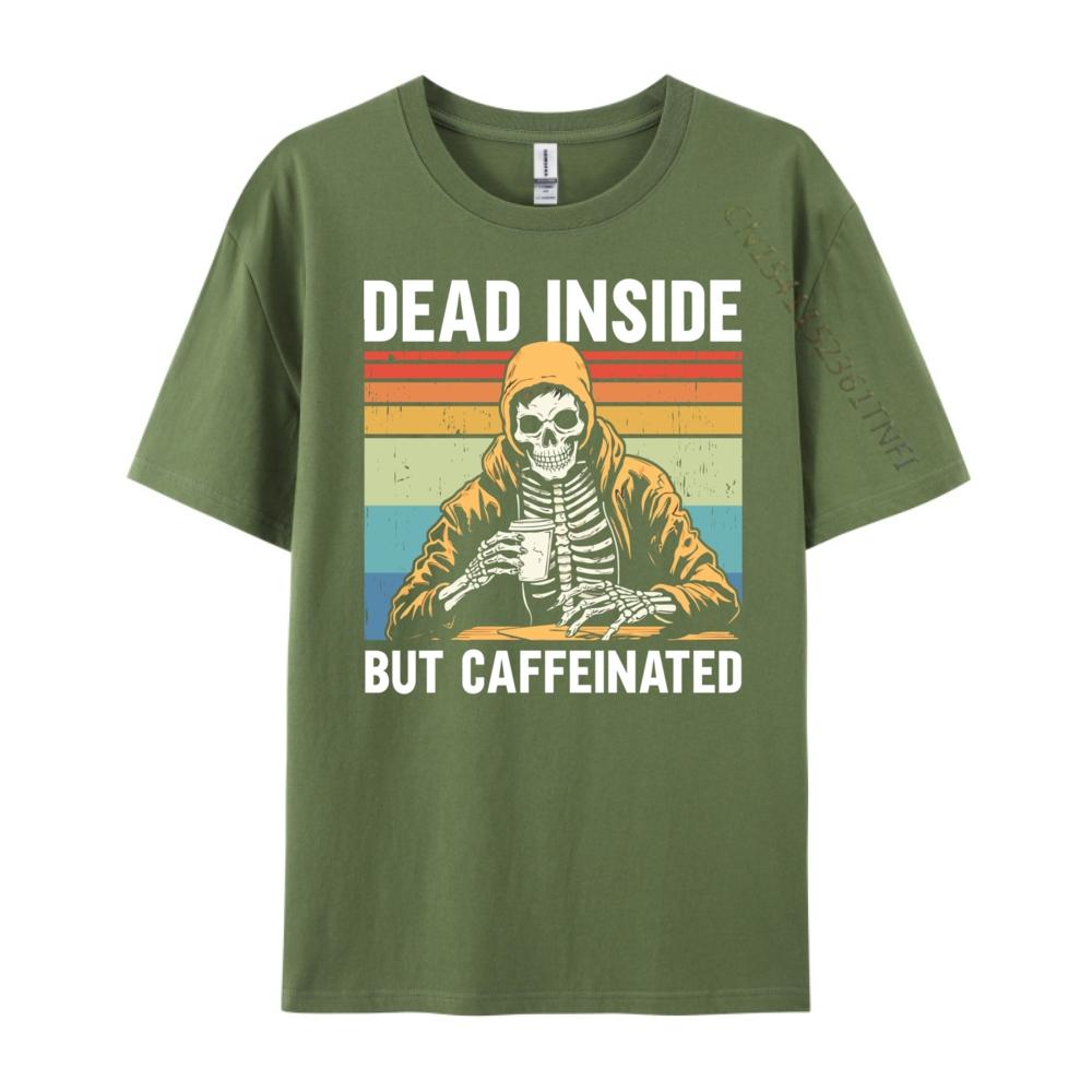 Dead Inside But Caffeinated Graphic Tees Men TShirt Funny Oversized T Shirt Male Tshirts Men