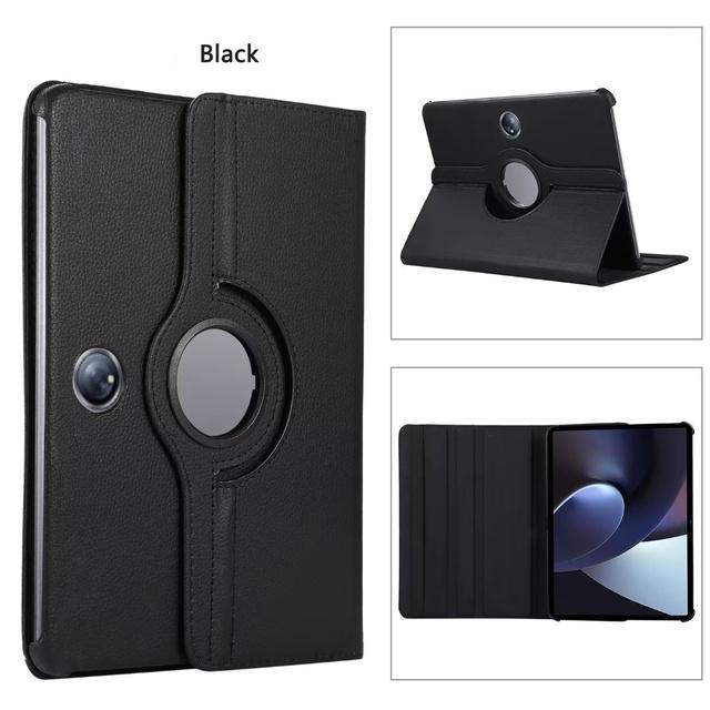 Rotating Case For OPPO Pad 5 Matte Display 2025 12.1 SE 2025 2022 11 Air2 2023 11.4 2 11.61 10.36 PU Leather Stand Cover OPPO Pad 5 2025 чёрный