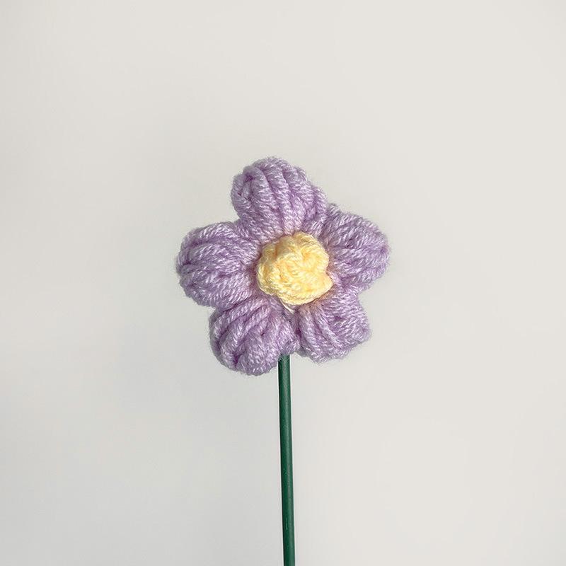 Handmade Woven Yarn Knitted Faux Flower Bouquet