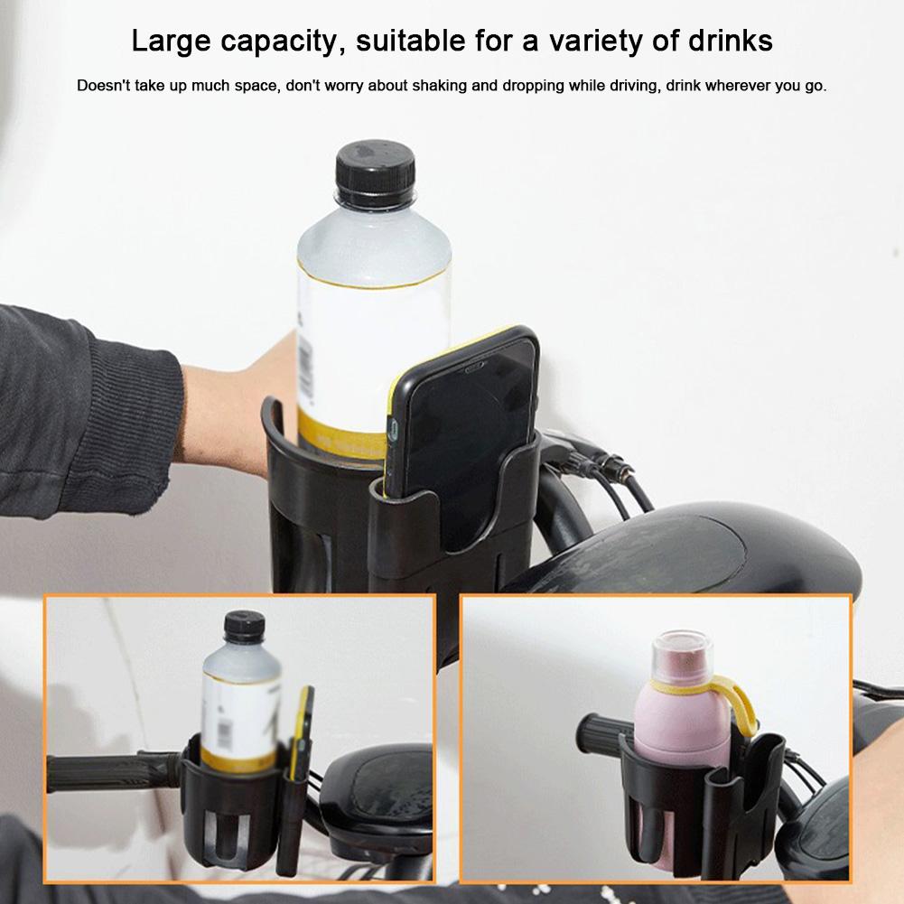 2-in-1 Stroller Cup Holder with Phone Holder Golf Cart Cup Holder Bottle Holder for Stroller Bike Wheelchair Walker Scooter