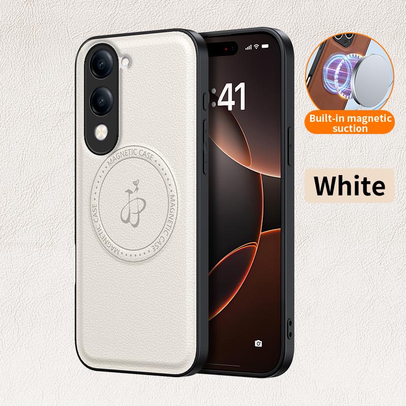 Wireless Charging Magnetic Case for Vivo Y04 Y29 4G Y39 Y29S 5G Protective Cover PU Leather Hard Back Shell Coque