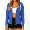 Women's Fashionable Solid Color Long Sleeved Hooded Pocket Zipper Casual Sweatshirt Jacket