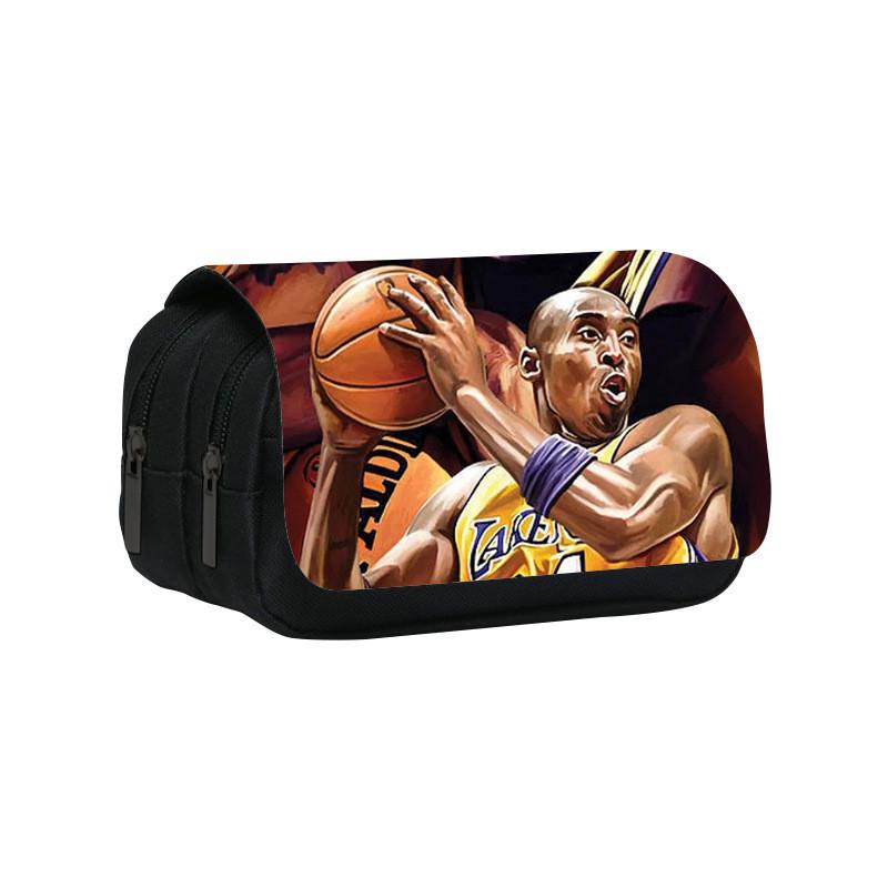 Kobe Bryant Double Layer Pencil Case With Nylon Material For Students And Nba Fans