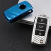 Carbon Fiber Car Key Cover Case Keychain For Vw Volkswagen Polo Golf Passat Beetle Caddy T5 Up Eos Tiguan Jetta Skoda Octavia A5