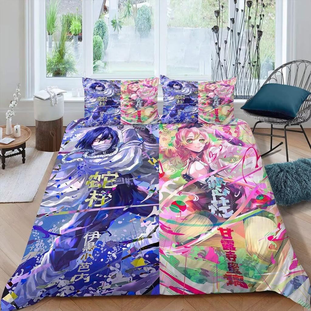 Anime Girl Three-Piece Quilt Cover 3D Digital Printing Bedding Set Bed Cover