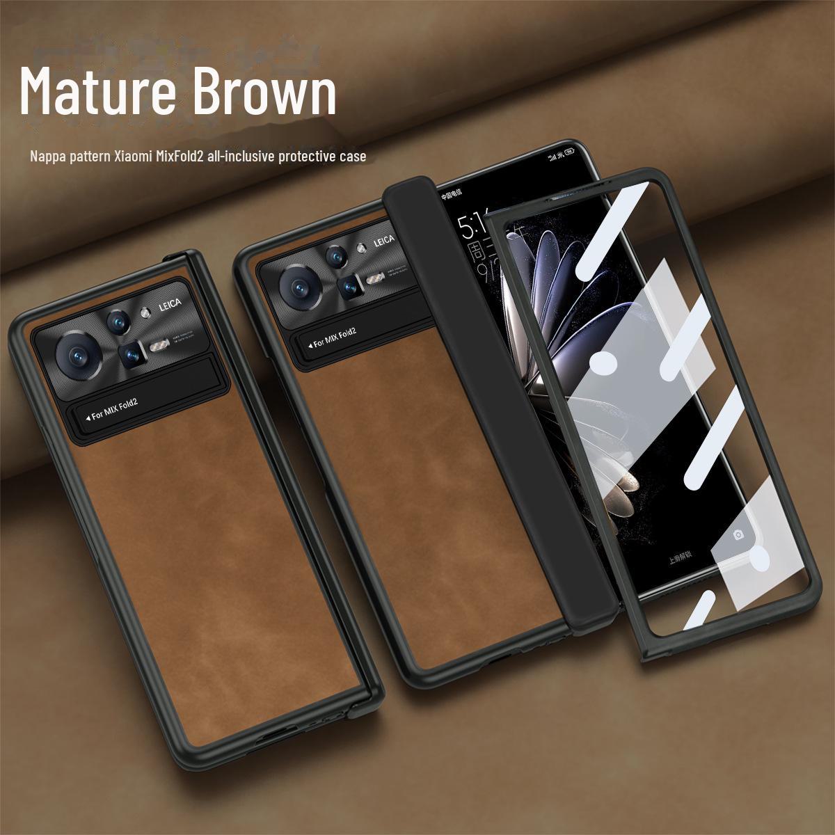 

Магнитный кожаный чехол с пленкой для объектива для Xiaomi Mix Fold2 Xiaomi Mix Fold2 коричневый