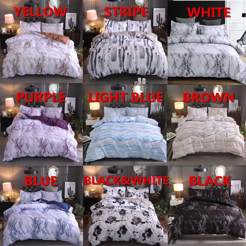5Colors Duvet Cover Marble Bedding White Quilt Cover Marble Bed Comforter Bedding Queen Size with Pillowcase Set Luxury Bedroom