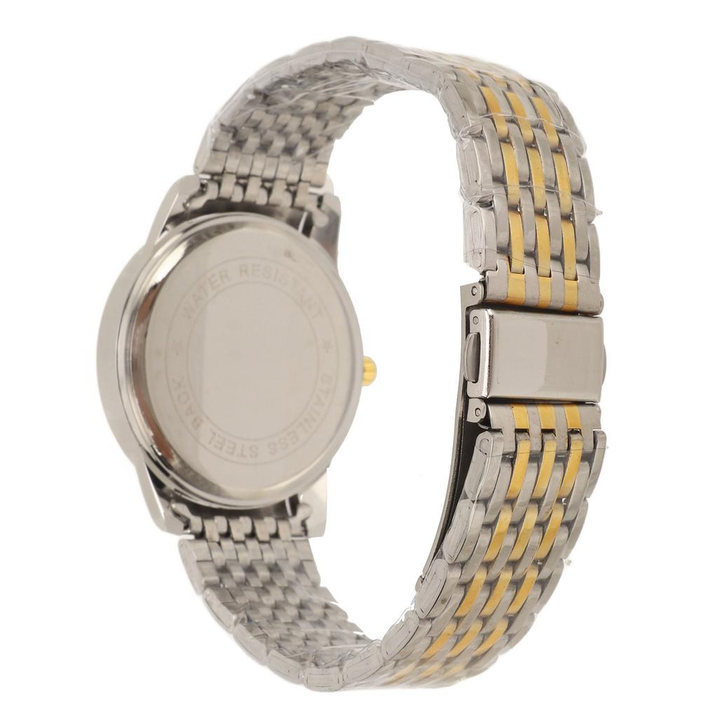 Watch for Men Quartz Day Date Waterproof Casual Luxury Luminous Fashion Dress Watch with Alloy Watchband for Business Gold White