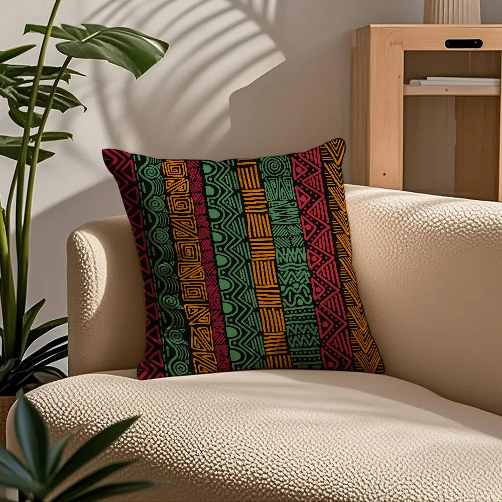 ART African Tribal Pattern Pillow Case Comfort Sofa Bed Silky Elegant Invisible Zipper Custom Decorative Cushion Cover