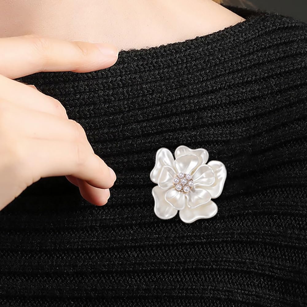 Flower Brooch Pearl Formal White Mother of Pearl Wedding Brooch Stylish Chest Decoration Entrance Ceremony Graduation Ceremony Gift Wedding Party
