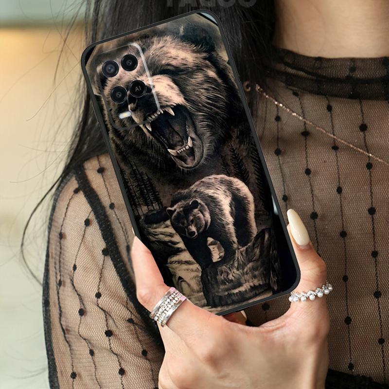 Cute Grizzly Bear Case For Oppo A5 Pro A15 A17 A57 A77 A18 A38 A58 A78 A98 A94 A74 A54 A40 A60 A80 A96 A76 A16