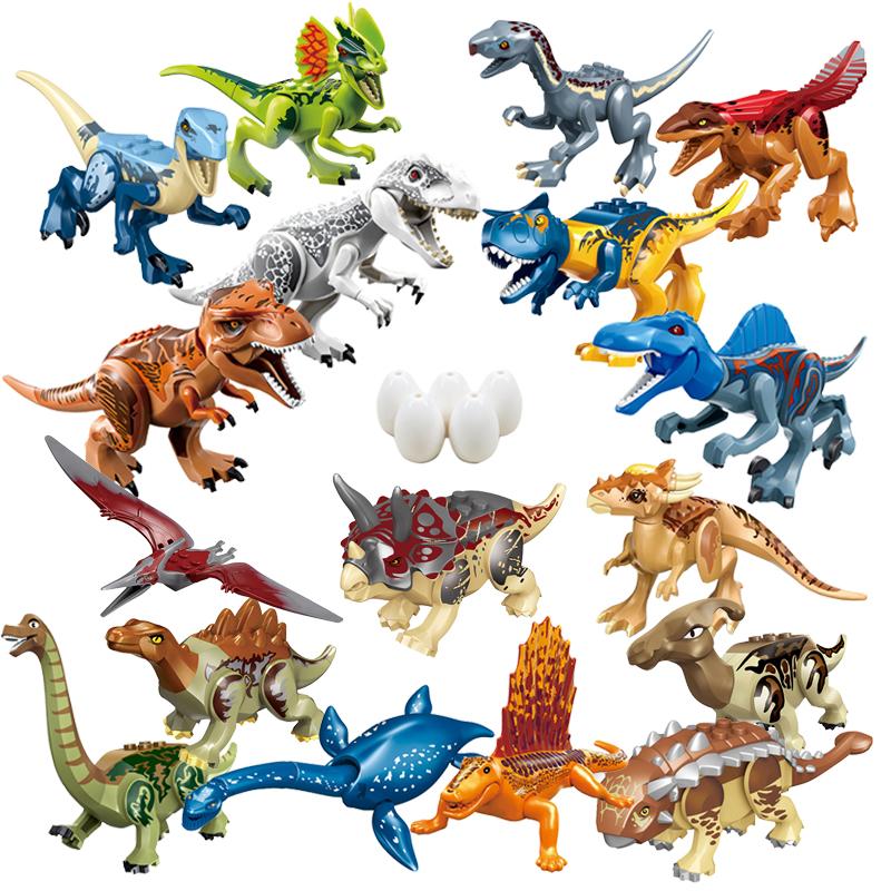 Non-Toxic Jurassic Dinosaurs World Velociraptor Triceratops Indominus T-Rex Model Building Blocks Assemble Educational Toys For Kids Gifts