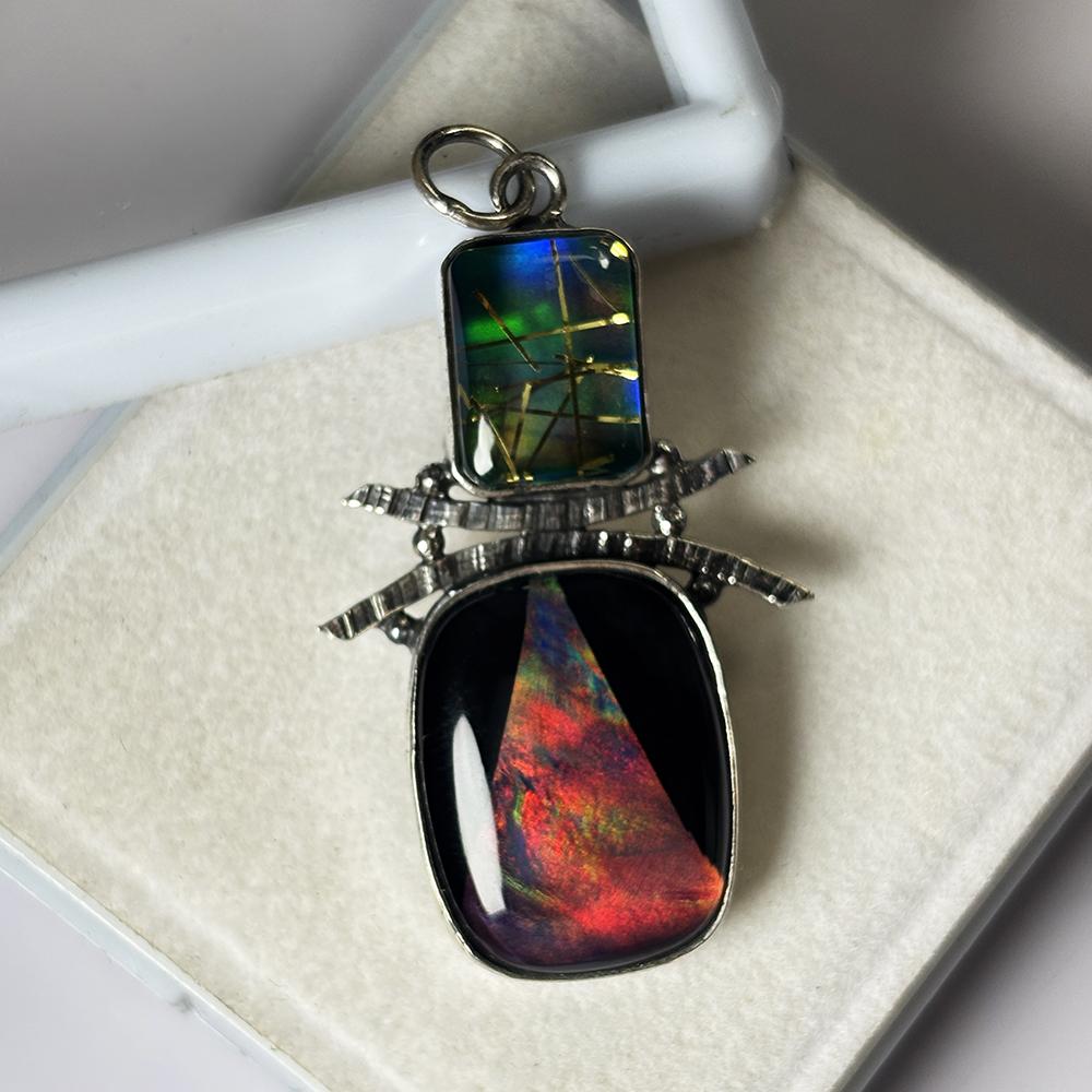 47 Ct Natural Opal Emerald-Cushion Cut Certified 925 Sterling Silver Pendant