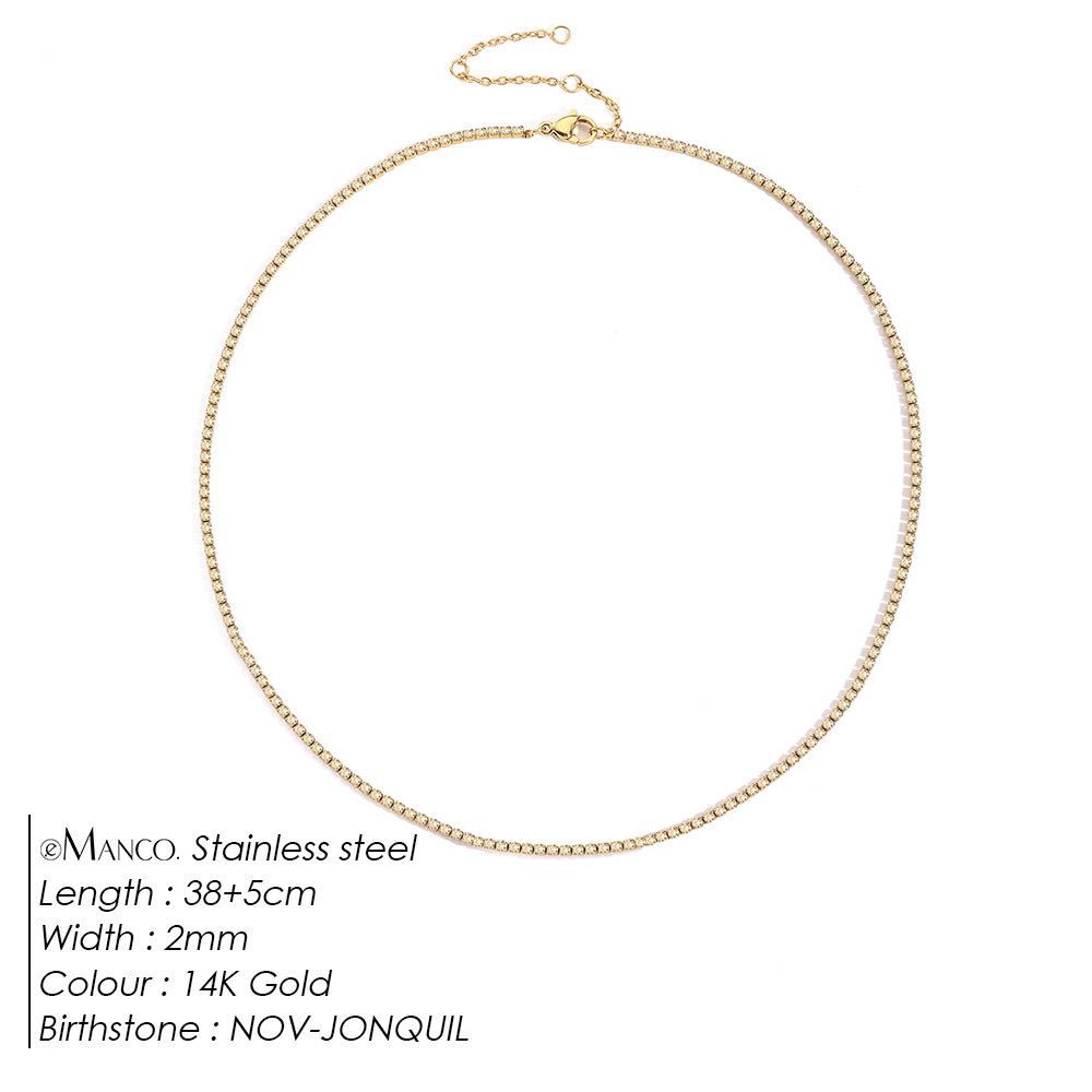 eManco Starry Sky Women's Retro Tennis Necklace - Full Diamond Clavicle Chain with European & American Design, Temperament & Personality Style.