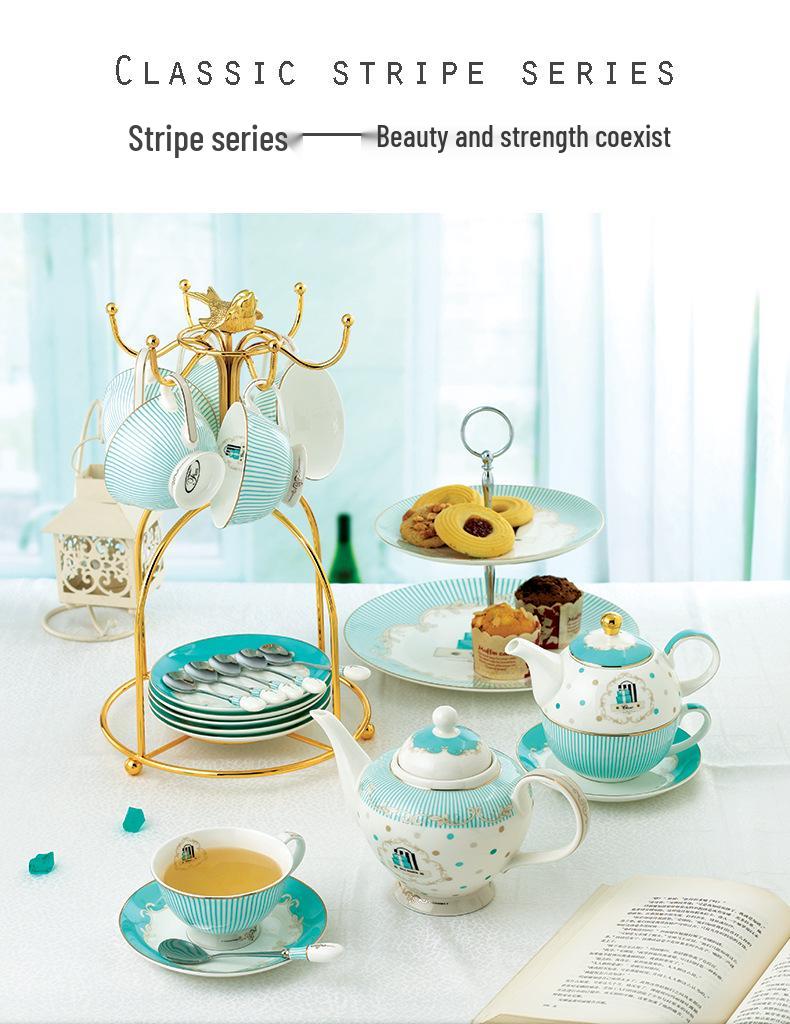 Creative European Bone China Tea Set: Cup, Saucer, Teapot, Dessert Plate, Double-Layer Fruit Bowl, Mix & Match